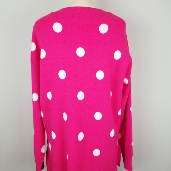 Philosophy Hot Pink White Polka Dot Long Sleeve Knit Cozy Sweater *NWT * Large - Picture 3 of 7